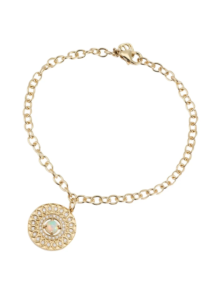 Sydney Evan Marquise Eye Wheel Charm, Opal and Diamond Chain Bracelet