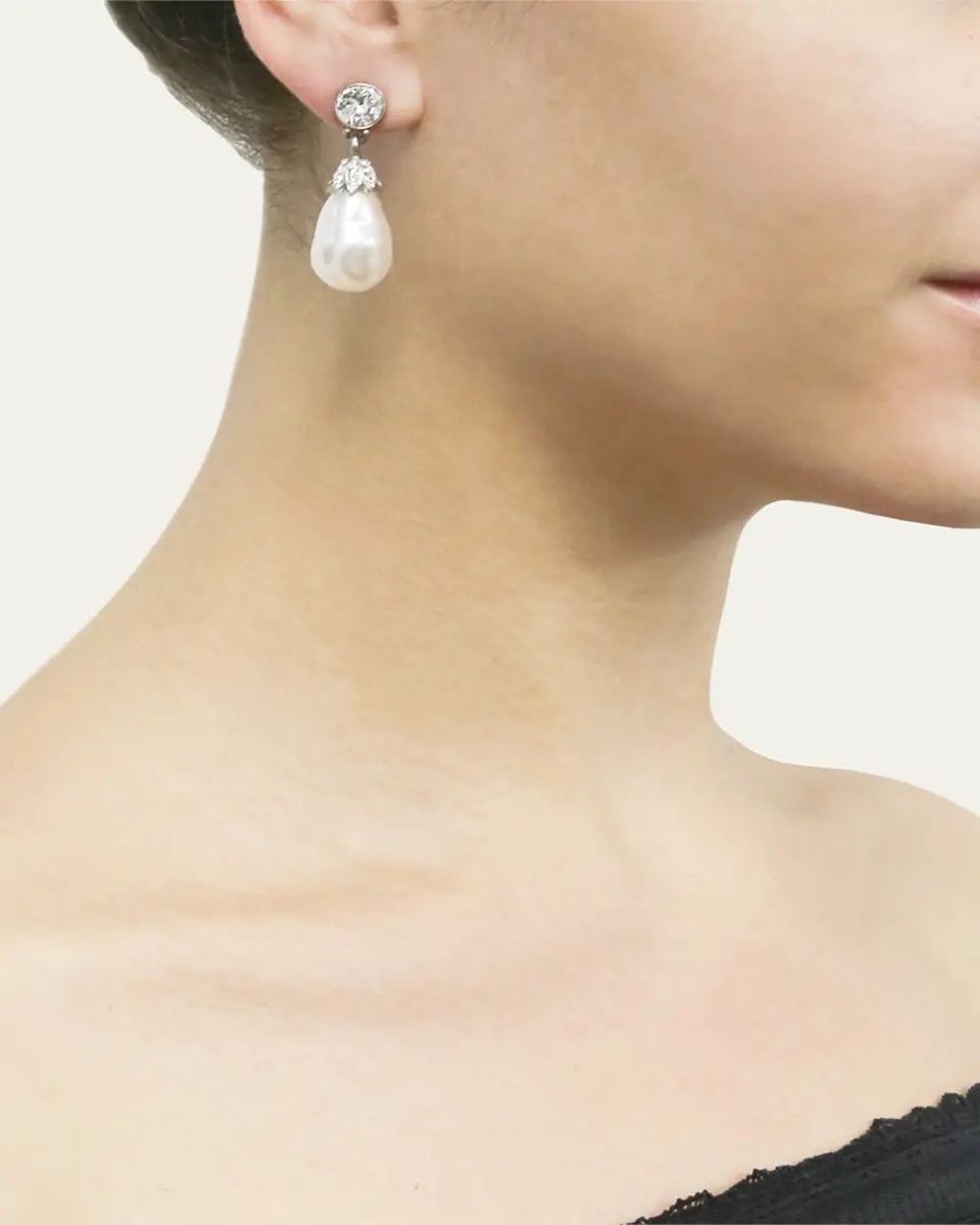 ben-amun Baroque Glass-Pearl Crystal Drop Earrings | Thumbnail 2