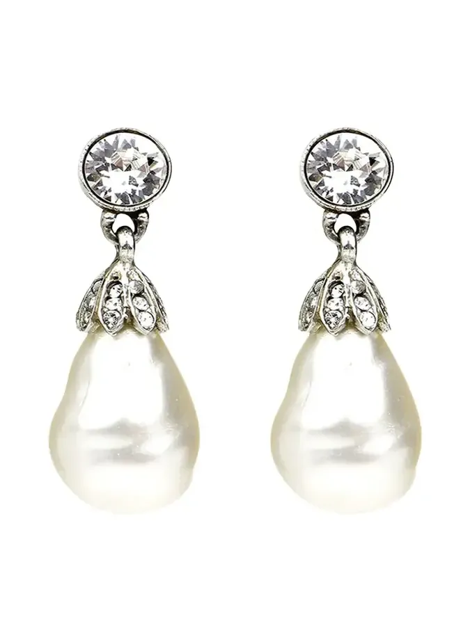 Baroque Glass-Pearl Crystal Drop Earrings Baroque Glass-Pearl Crystal Drop Earrings