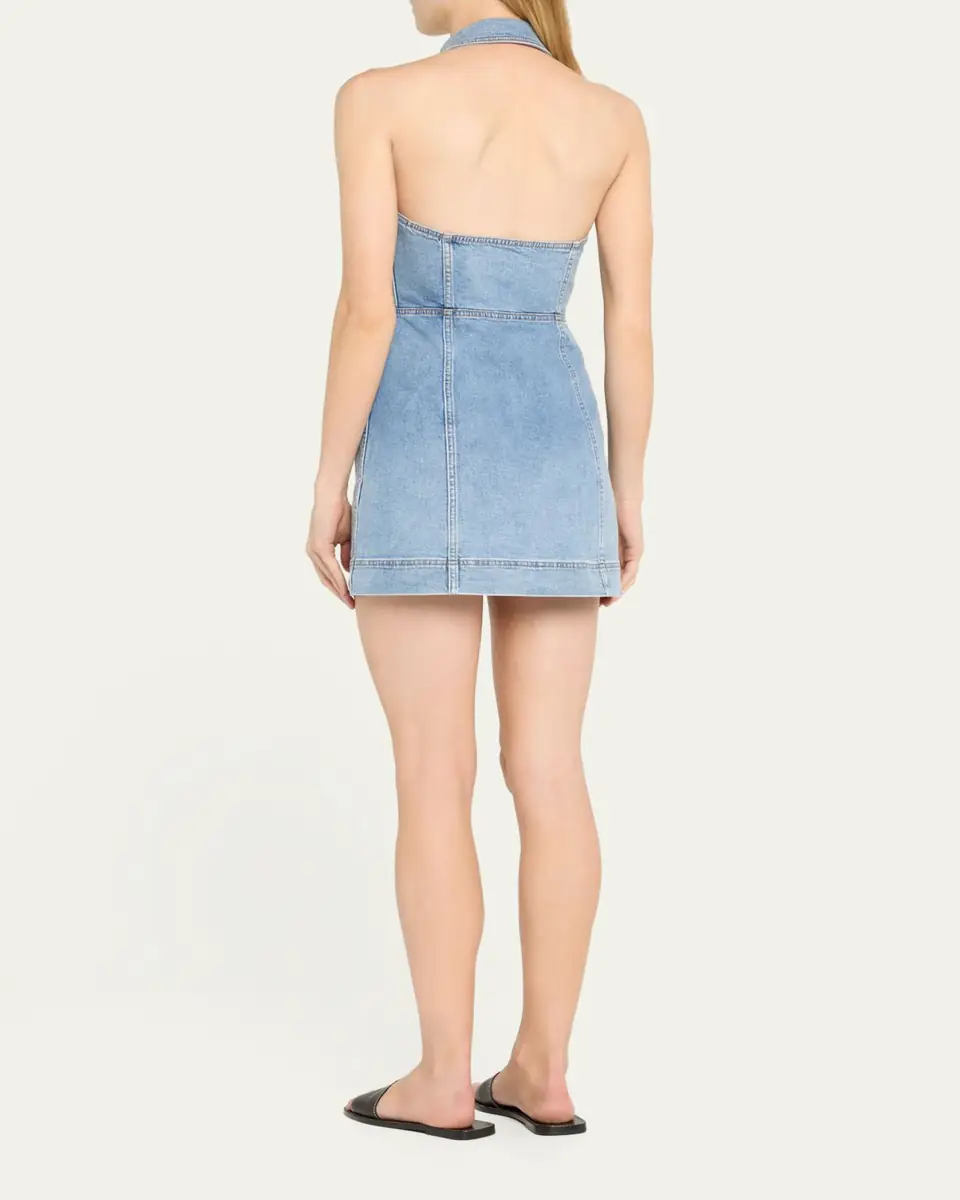 Alice + Olivia Kendall Denim Halter Mini Dress | Thumbnail 3 Alice + Olivia Kendall Denim Halter Mini Dress | Thumbnail 3