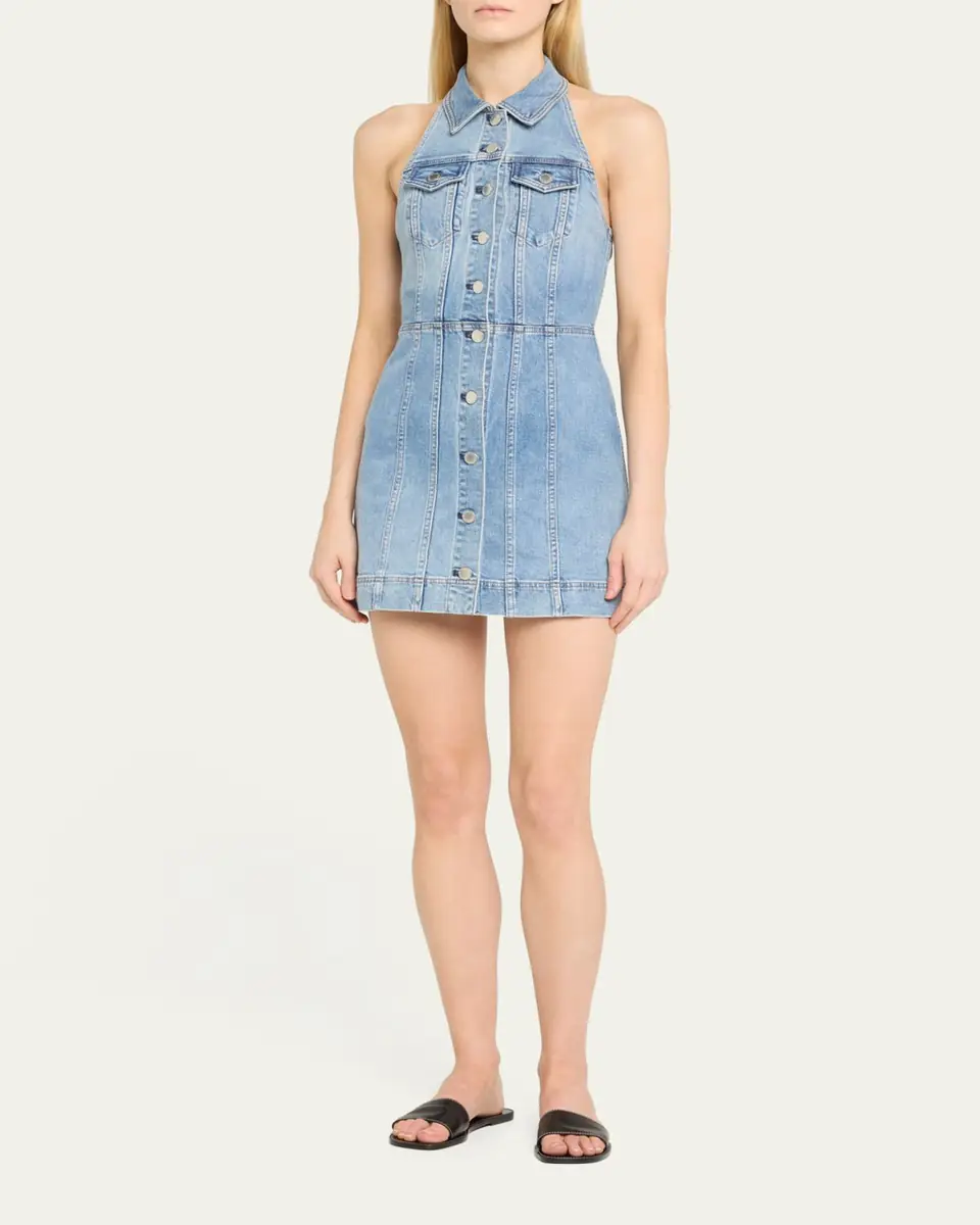 Alice + Olivia Kendall Denim Halter Mini Dress | Thumbnail 4 Alice + Olivia Kendall Denim Halter Mini Dress | Thumbnail 4