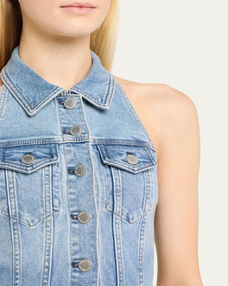 Alice + Olivia Kendall Denim Halter Mini Dress | Thumbnail 5 Alice + Olivia Kendall Denim Halter Mini Dress | Thumbnail 5