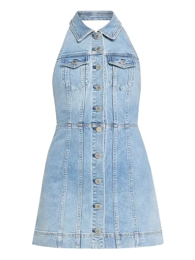 Alice + Olivia Kendall Denim Halter Mini Dress