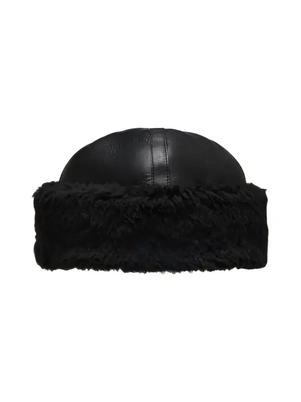 TOTEME Leather Shearling Cuff Beanie