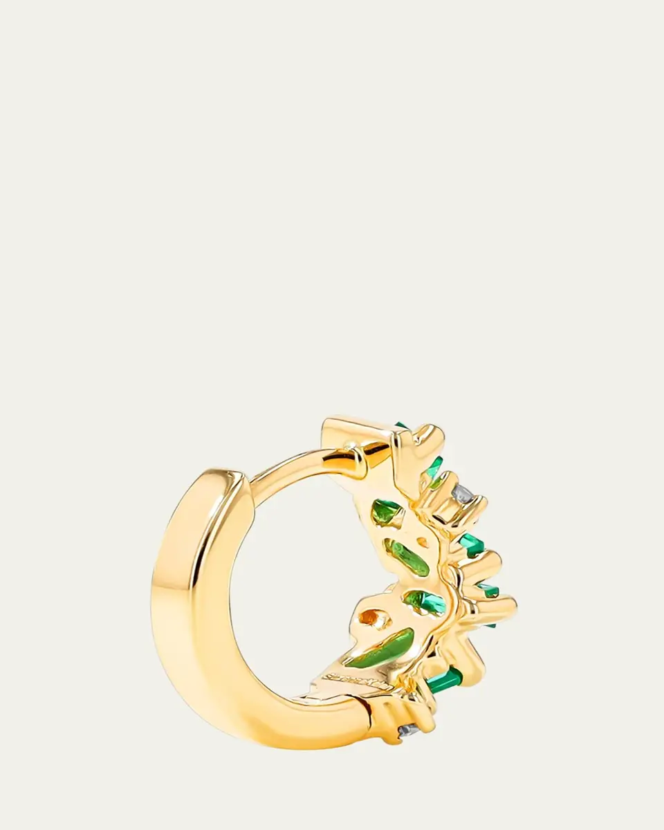 Suzanne Kalan 18k Yellow Gold Fireworks Emerald & Diamond Huggie Earrings | Thumbnail 2