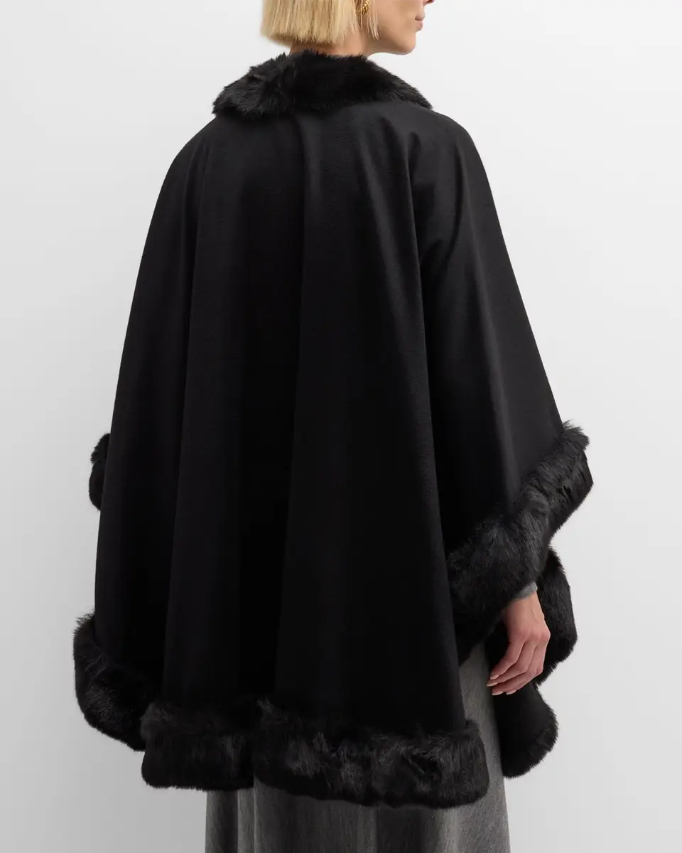 Sofia Cashmere Faux Fur Trim Cashmere Cape | Thumbnail 6