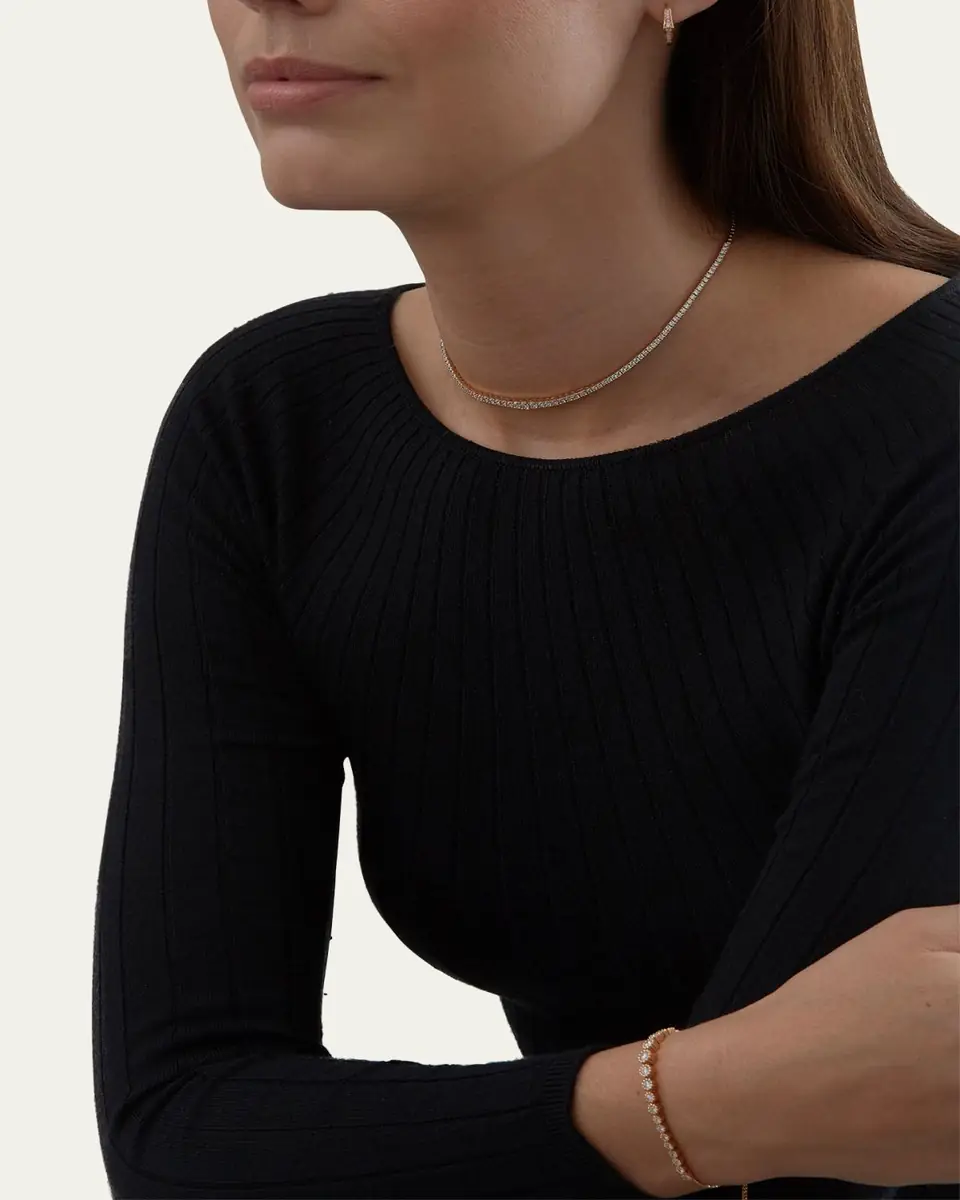 Sara Weinstock 18K White Gold Isadora Graduated Diamond Tennis Necklace | Thumbnail 2