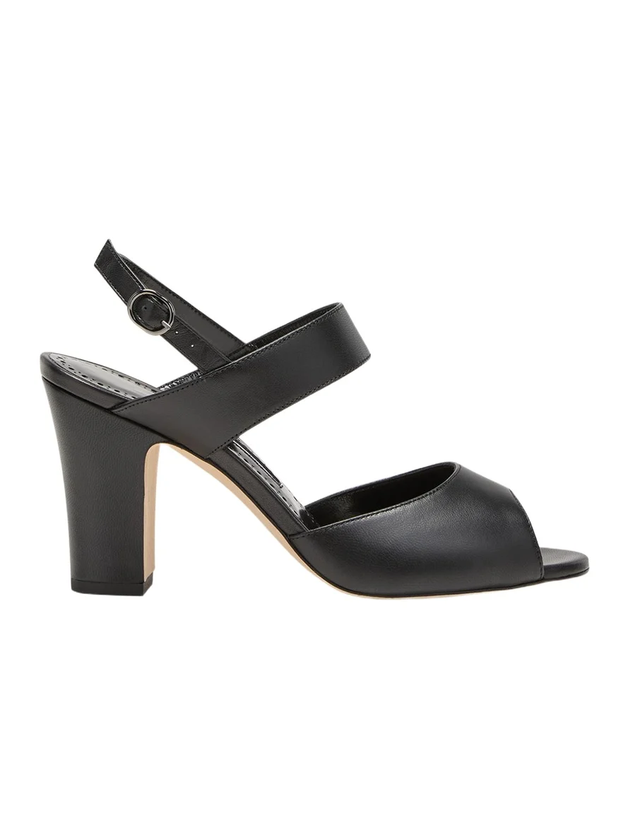 Manolo Blahnik Khiko Leather Peep-Toe Slingback Sandals