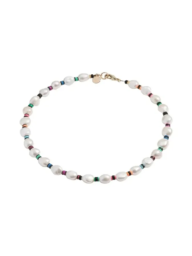 Elsie Frieda Francis Necklace with Freshwater Pearls and Heishi Beads