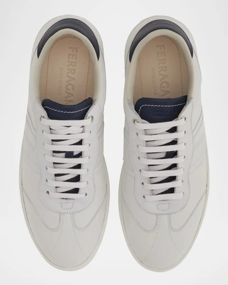 Ferragamo Men's Achille 1 Leather Low-Top Sneakers | Thumbnail 4 Ferragamo Men's Achille 1 Leather Low-Top Sneakers | Thumbnail 4