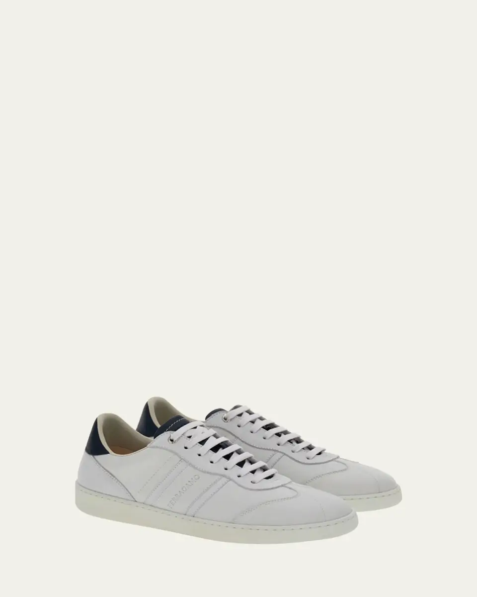 Ferragamo Men's Achille 1 Leather Low-Top Sneakers | Thumbnail 6 Ferragamo Men's Achille 1 Leather Low-Top Sneakers | Thumbnail 6