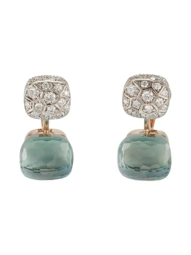 Nudo 18K Rose Gold Blue Topaz and Diamond Double Drop Earrings