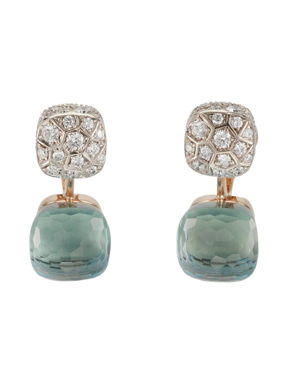 Nudo 18K Rose Gold Blue Topaz and Diamond Double Drop Earrings