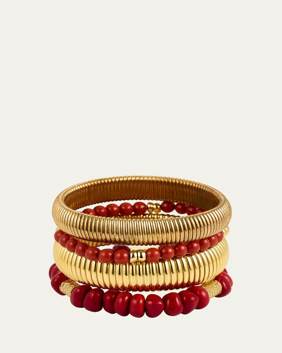 Ben-Amun Cobra Bracelets with Coral Mix, Set of 4 | Thumbnail 4 Ben-Amun Cobra Bracelets with Coral Mix, Set of 4 | Thumbnail 4