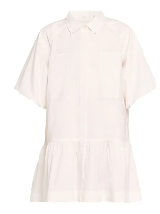 Crissy Puff-Sleeve Cotton Poplin Mini Shirtdress