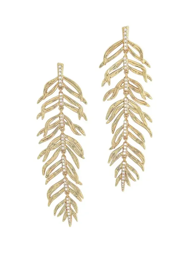 Cubic Zirconia Palm Leaves Earrings Cubic Zirconia Palm Leaves Earrings