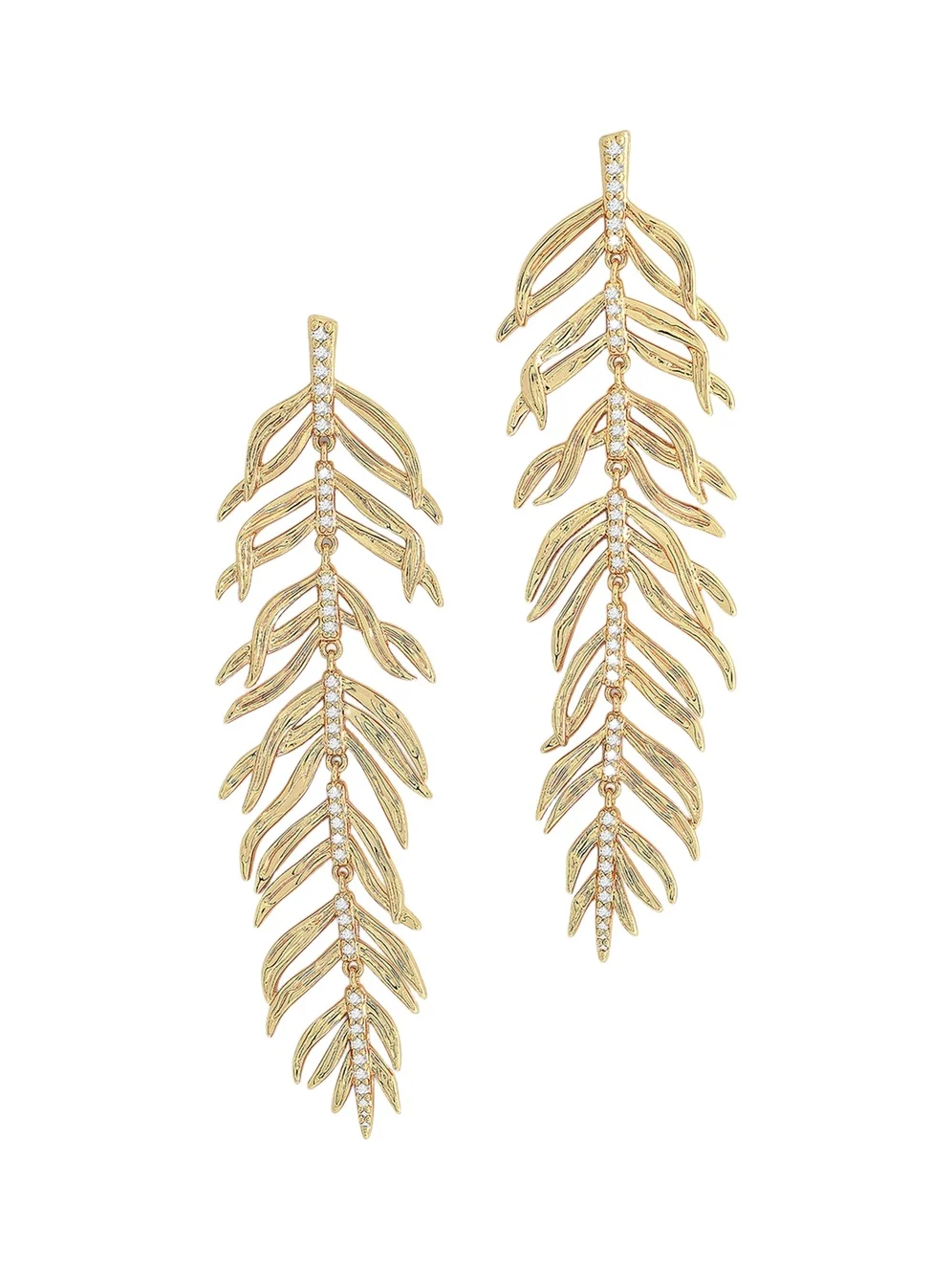 Anabel Aram Jewelry Cubic Zirconia Palm Leaves Earrings
