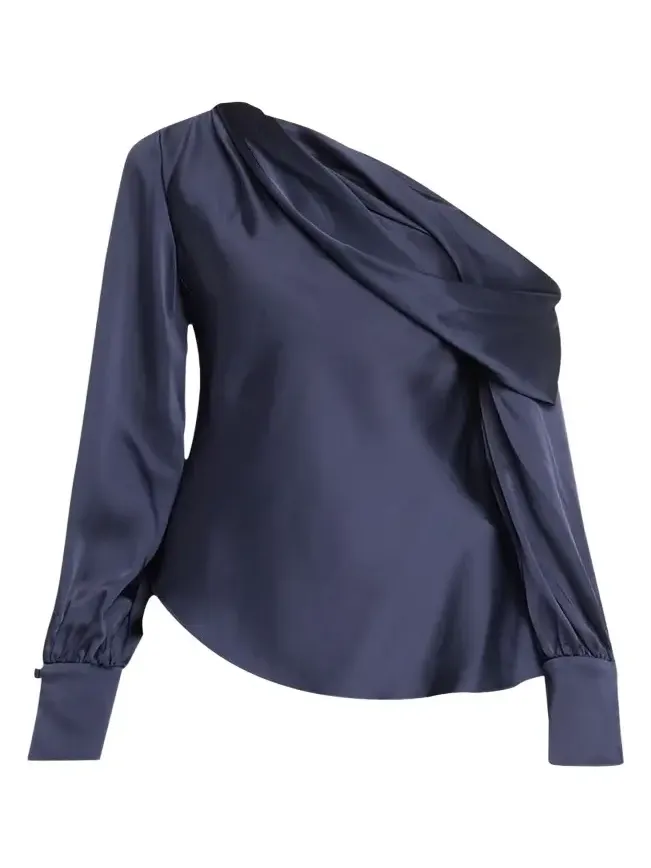 Alice Draped Satin One-Shoulder Top