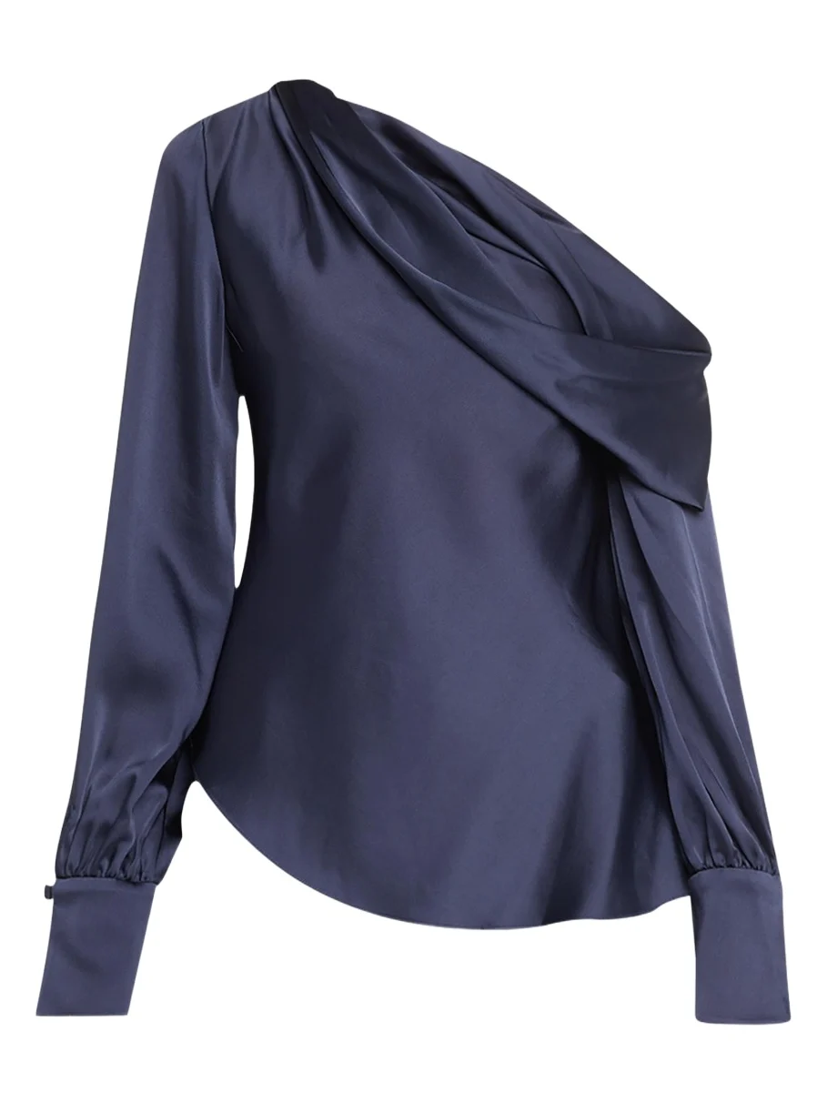 Alice Draped Satin One-Shoulder Top Alice Draped Satin One-Shoulder Top