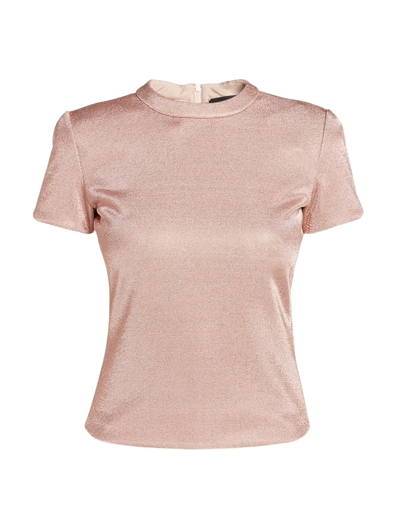 Giorgio Armani Metallic Short-Sleeve Bonded Jersey Tee