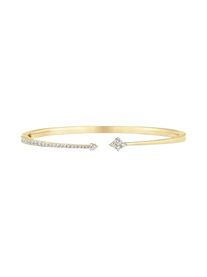 18K Yellow Gold Dujour Diamond And 4-Cluster Open Bangle Bracelet