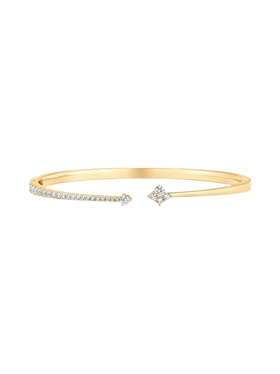 SARA WEINSTOCK 18K Yellow Gold Dujour Diamond And 4-Cluster Open Bangle Bracelet
