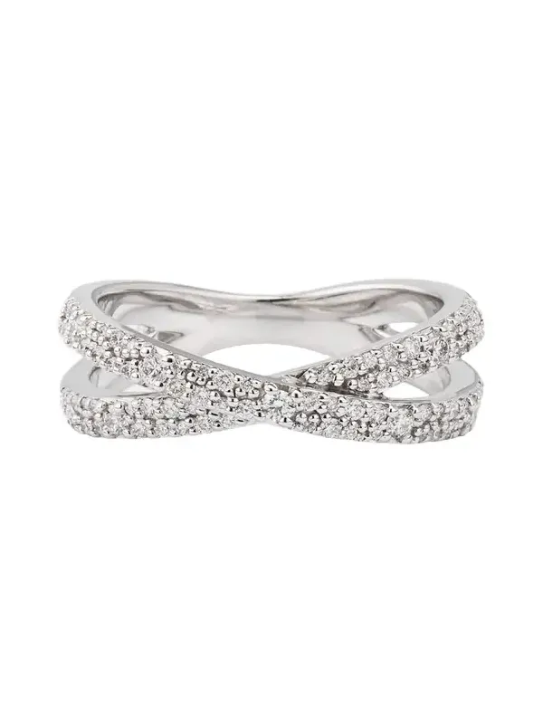 14K Gold Flawless Diamond Vanity Crisscross Ring