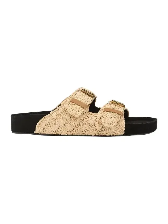 Lennyo Rattan Dual-Buckle Slide Sandals Lennyo Rattan Dual-Buckle Slide Sandals