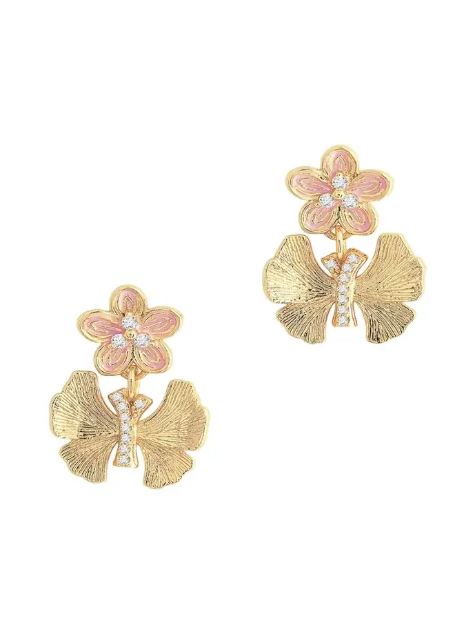 Cubic Zirconia Butterfly and Flower Earrings