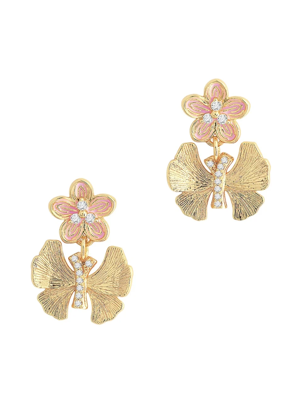 Cubic Zirconia Butterfly and Flower Earrings