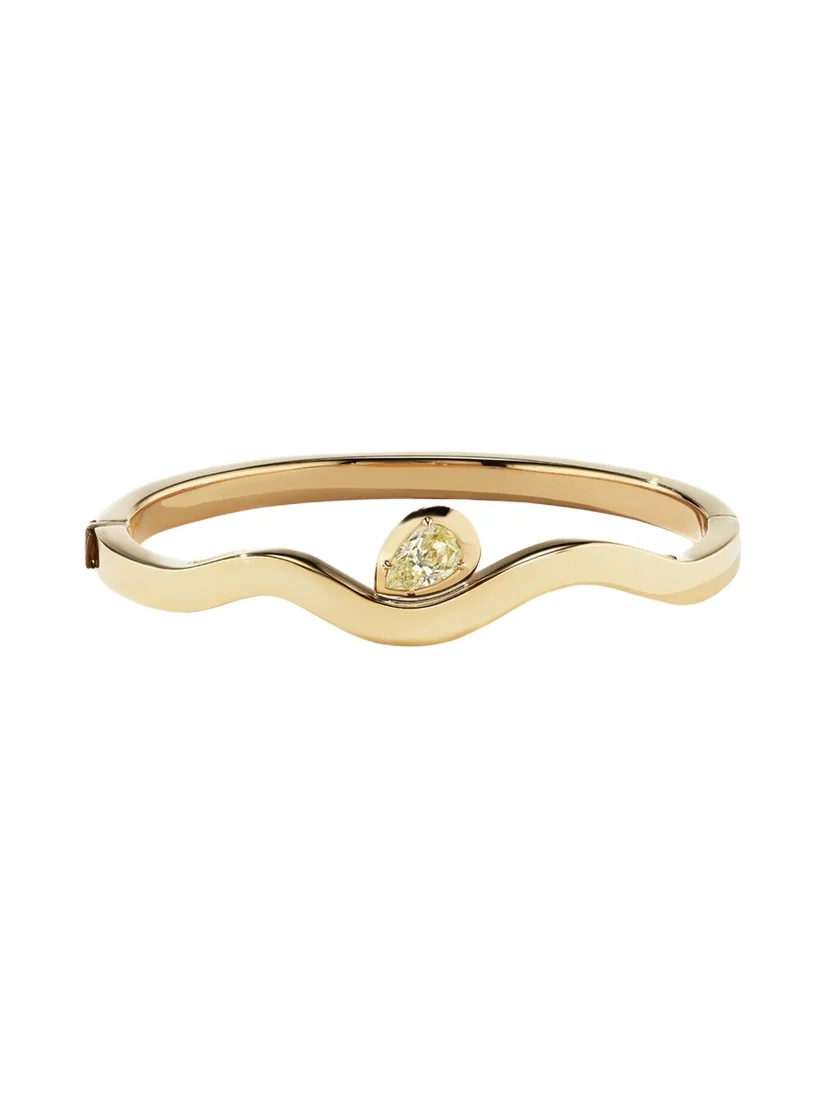Aaryah Pear Diamond Hinged Bangle Bracelet