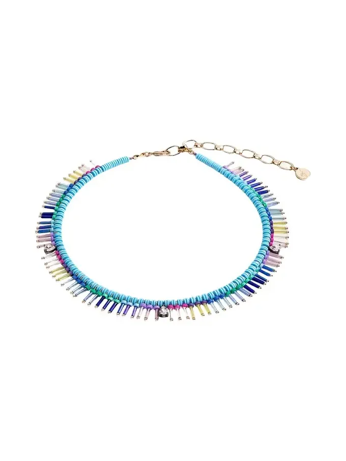 Elsie Frieda On The Fringe Necklace with Bugle Beads and Crystals