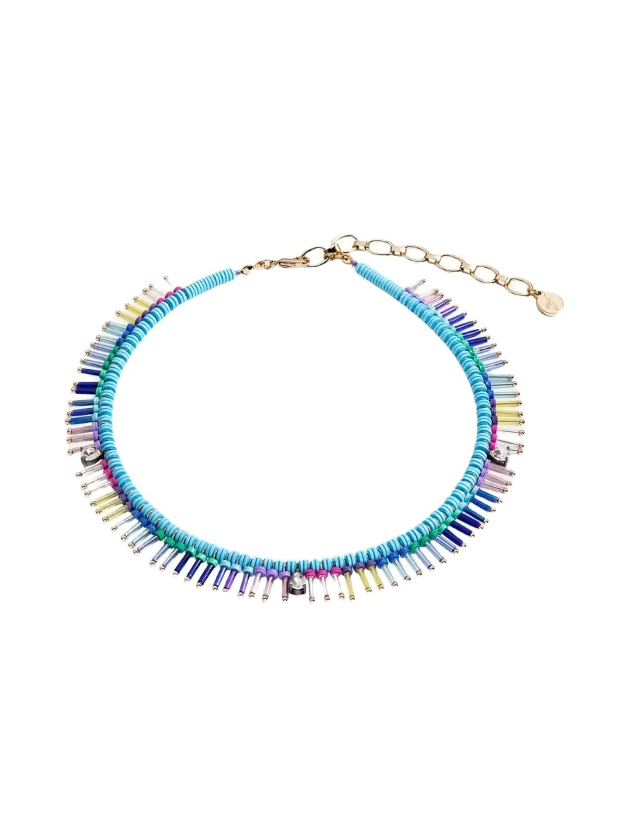Elsie Frieda On The Fringe Necklace with Bugle Beads and Crystals