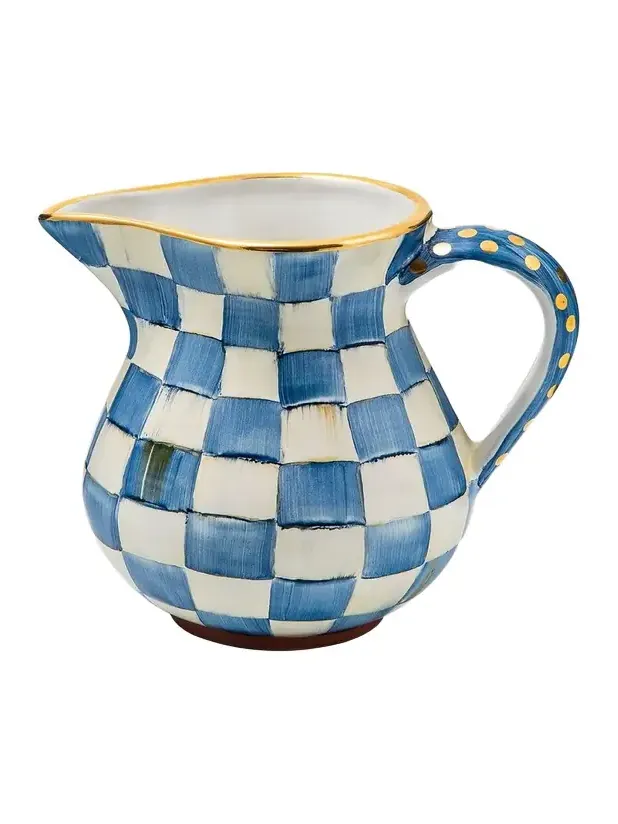MacKenzie-Childs Royal Check Portly Pitcher, 52 oz.