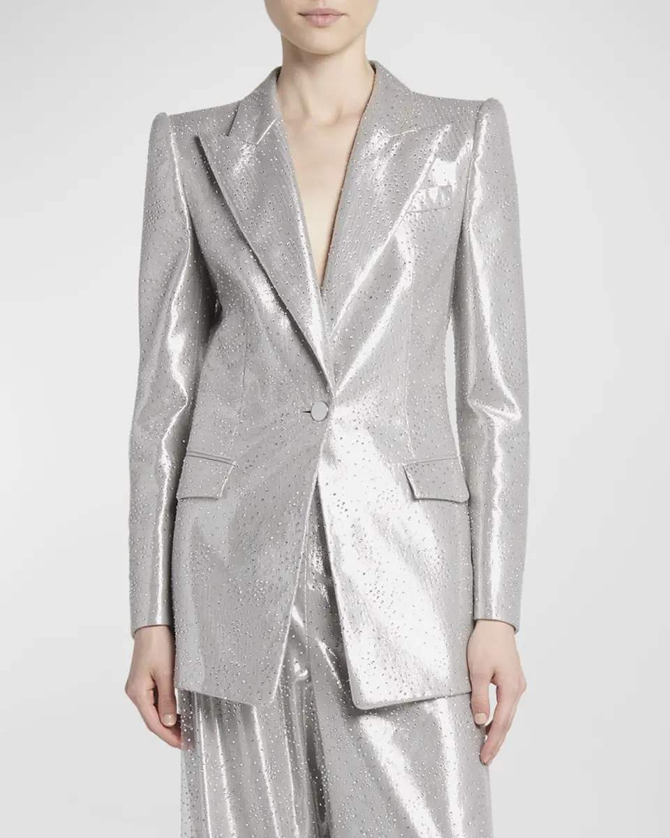 Giorgio Armani Crystal One-Button Silk Blazer | Thumbnail 3