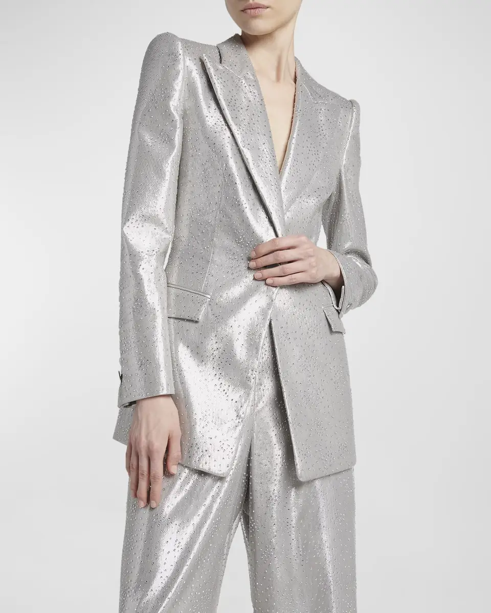 Giorgio Armani Crystal One-Button Silk Blazer | Thumbnail 7