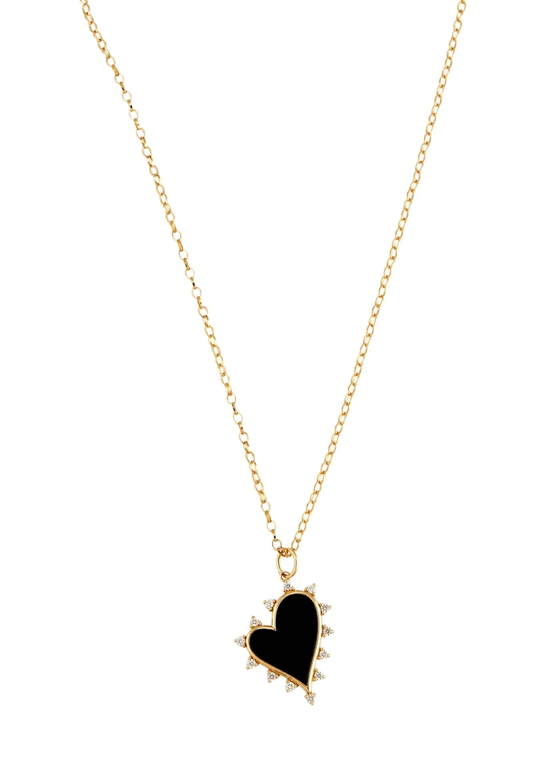 Black Agate Heart Necklace with Diamonds Black Agate Heart Necklace with Diamonds