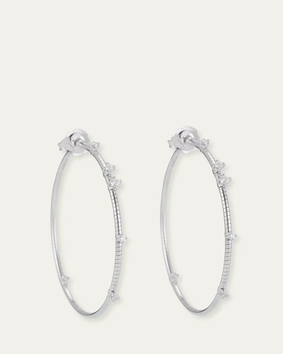 MATTIA CIELO 18K White Gold 40mm Diamond Hoop Earrings | Thumbnail 3 MATTIA CIELO 18K White Gold 40mm Diamond Hoop Earrings | Thumbnail 3