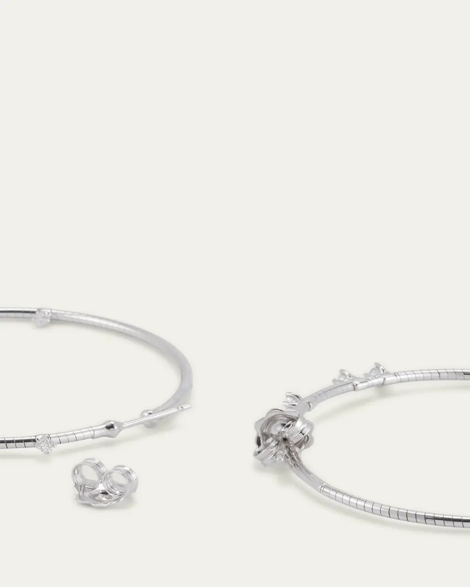 MATTIA CIELO 18K White Gold 40mm Diamond Hoop Earrings | Thumbnail 4 MATTIA CIELO 18K White Gold 40mm Diamond Hoop Earrings | Thumbnail 4