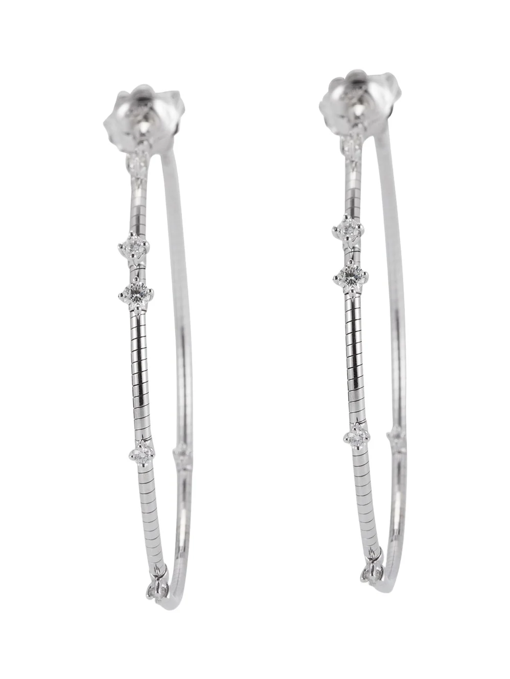 18K White Gold 40mm Diamond Hoop Earrings