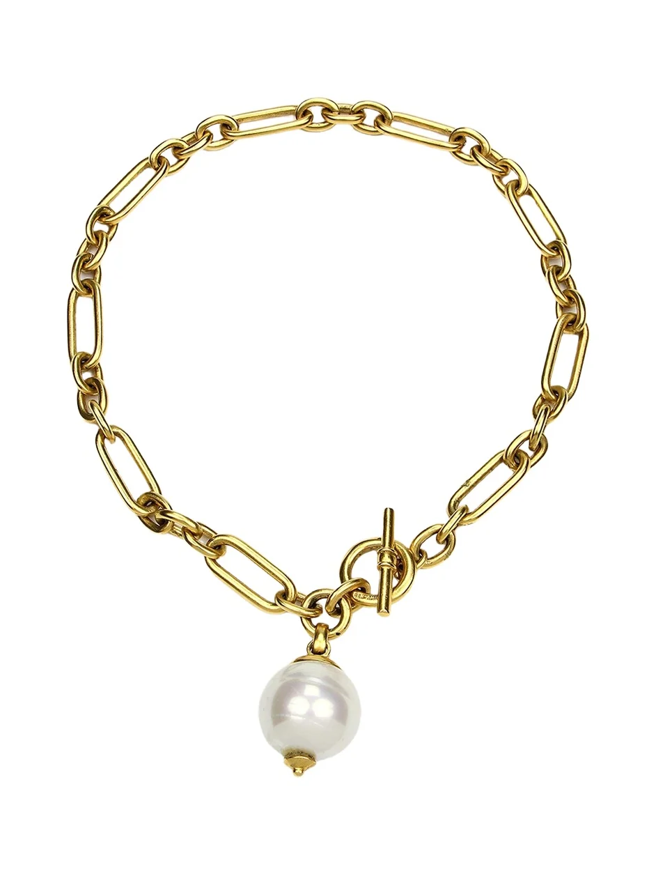 ben-amun Pearly Chain-Link Short Necklace