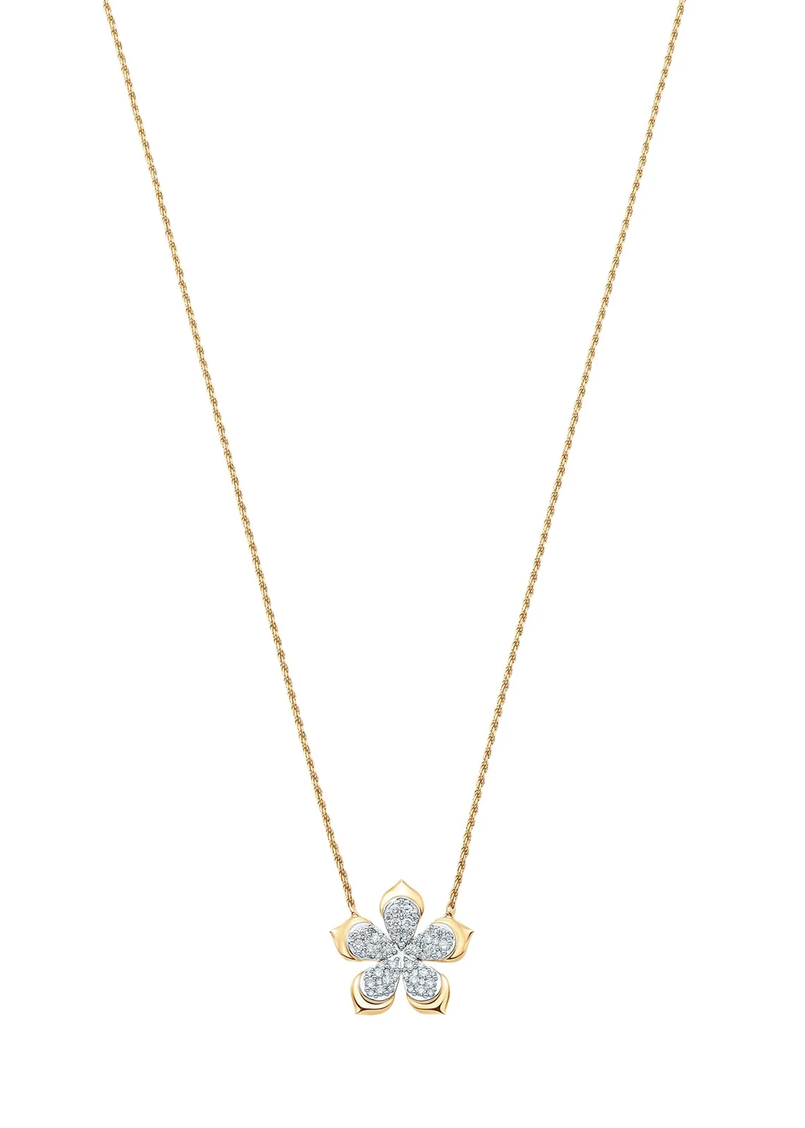 18K Two-Tone Gold Lierre Pear Diamond Flower Station Necklace 18K Two-Tone Gold Lierre Pear Diamond Flower Station Necklace