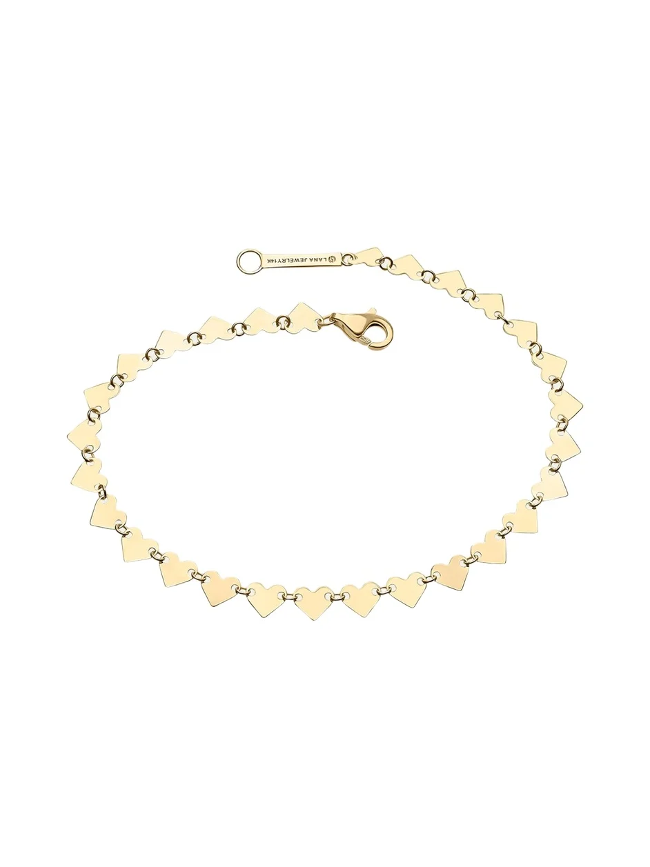 14K Gold Laser Heart Chain Bracelet