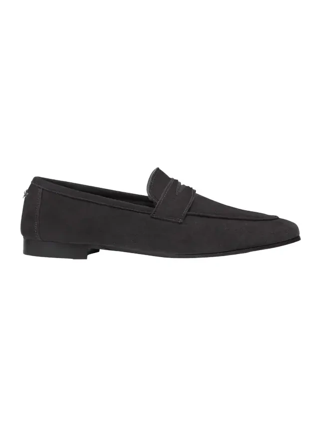 Flaneur Suede Shearling Penny Loafers Flaneur Suede Shearling Penny Loafers