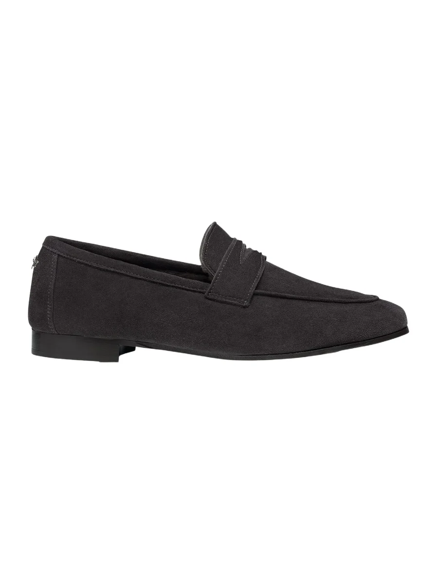 Flaneur Suede Shearling Penny Loafers