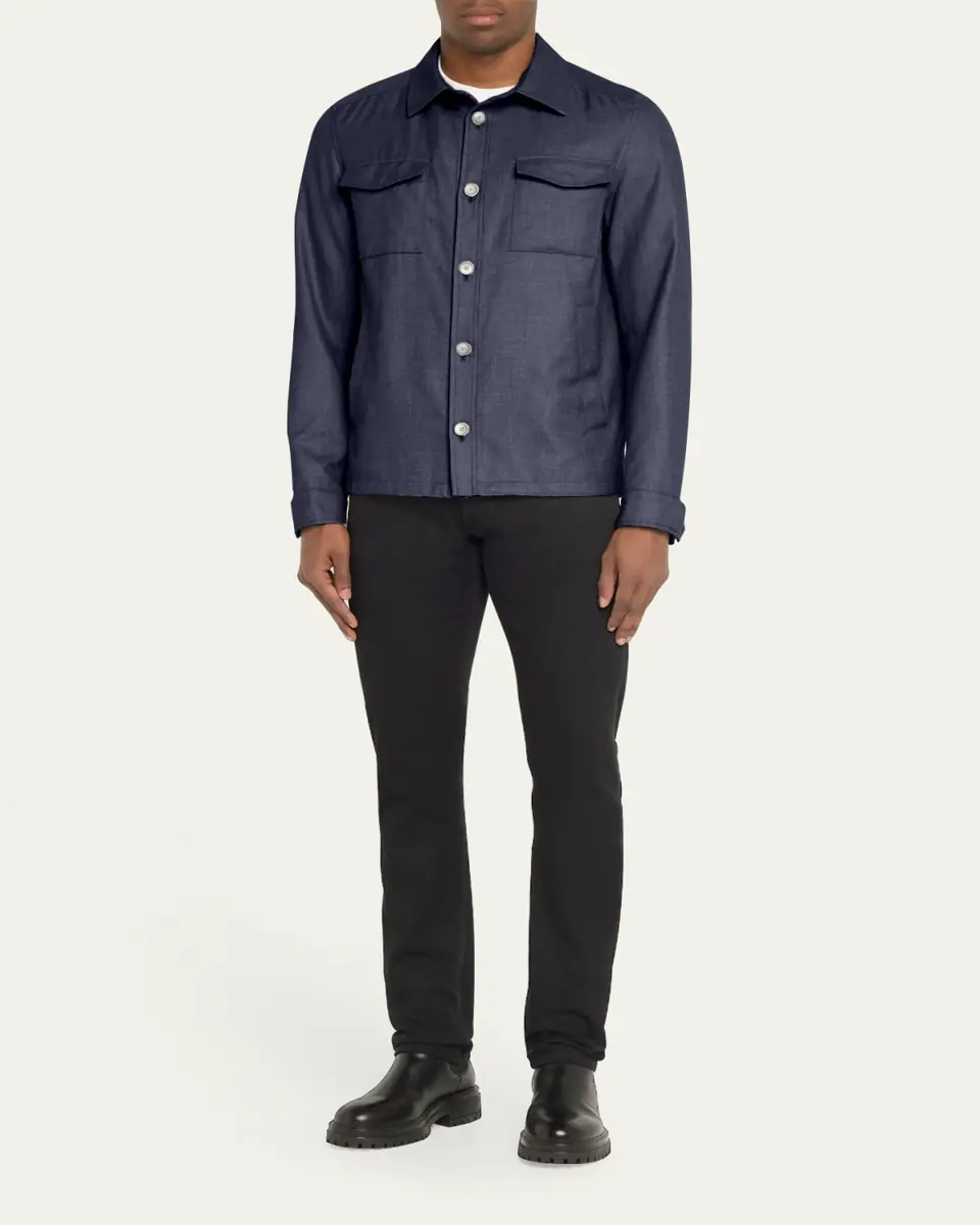 HERNO Men's Coated Cashmere-Blend Overshirt | Thumbnail 2 HERNO Men's Coated Cashmere-Blend Overshirt | Thumbnail 2