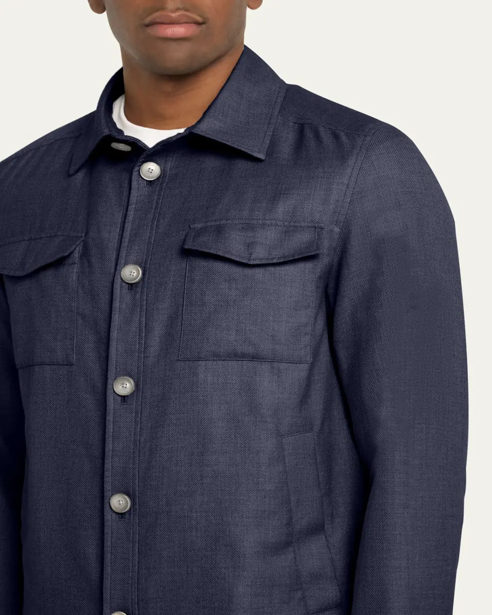 HERNO Men's Coated Cashmere-Blend Overshirt | Thumbnail 5 HERNO Men's Coated Cashmere-Blend Overshirt | Thumbnail 5