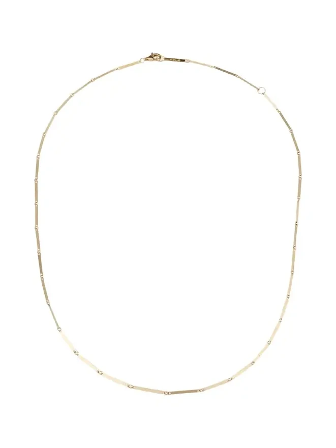 14K Yellow Gold Laser Rectangle Chain Necklace, 18"