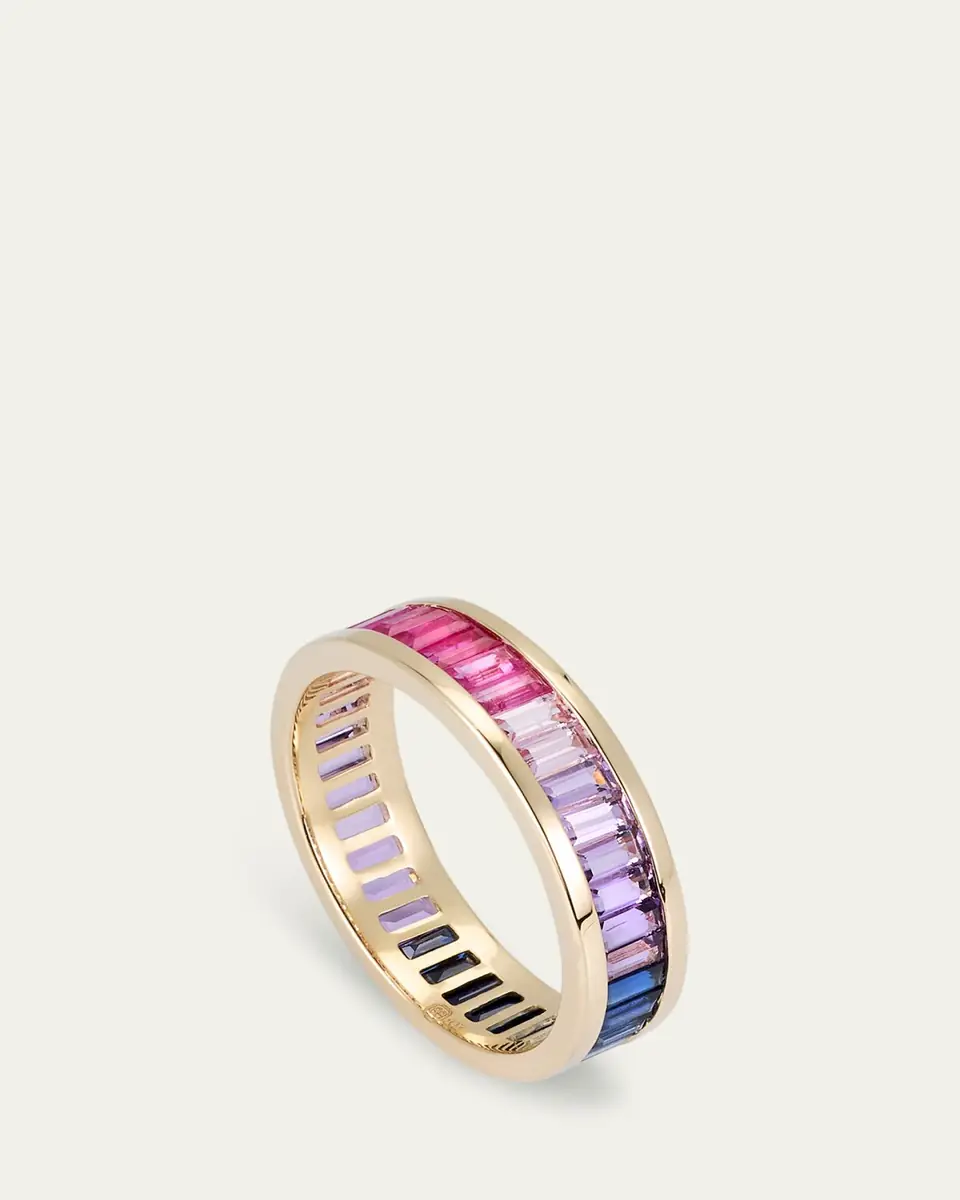 Sydney Evan 14K Gold and Gemstone Channel-Set Baguette Eternity Ring | Thumbnail 3