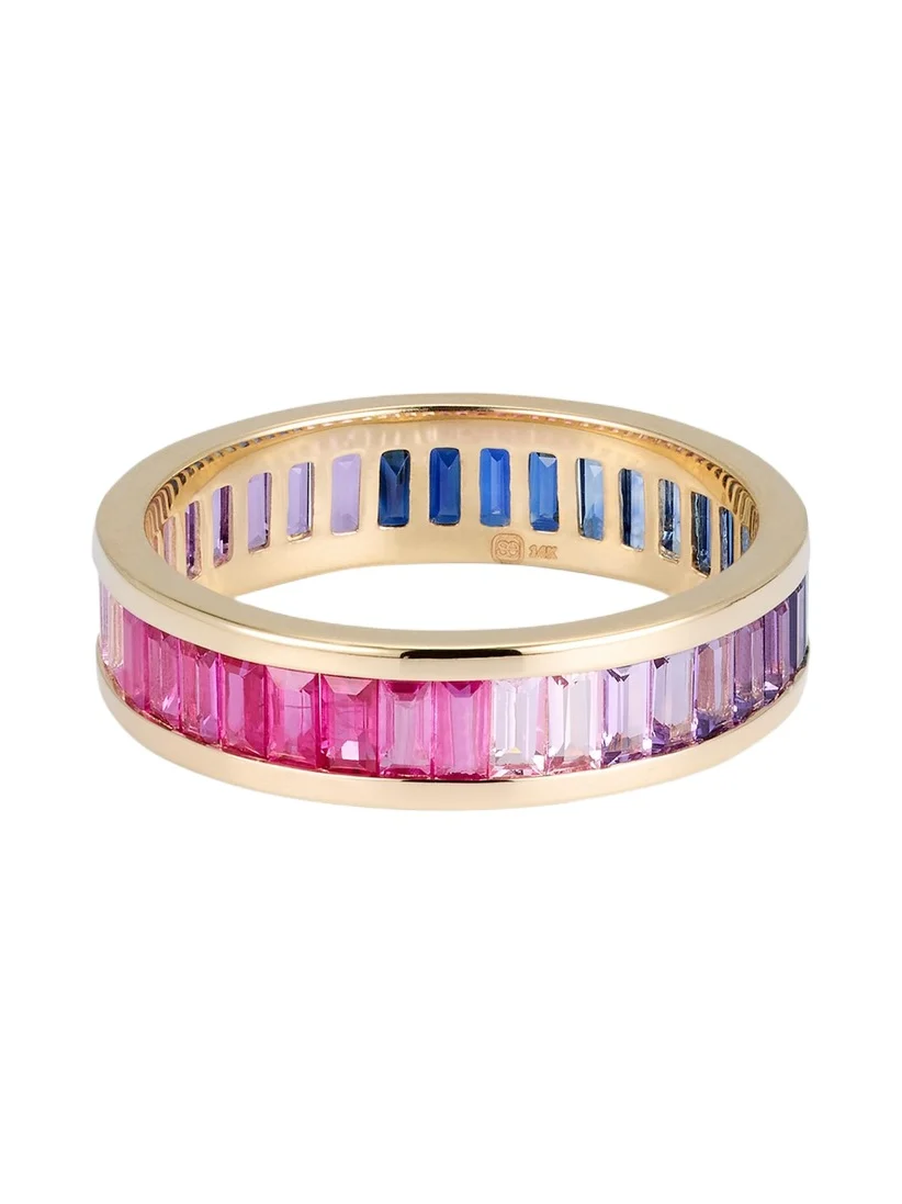 Sydney Evan 14K Gold and Gemstone Channel-Set Baguette Eternity Ring